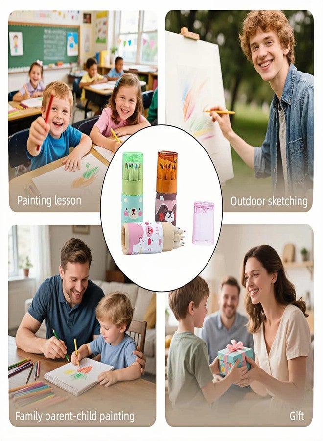 RyanDesign 3-Pack Mini Portable Colored Pencils Set - 12 Colors Each (36 Total) with Built-In Sharpener, 3.35” Miniature Art Pencils in Portable Tubes- Ideal for School, Classrooms & On-The-Go Creativity - Image 4